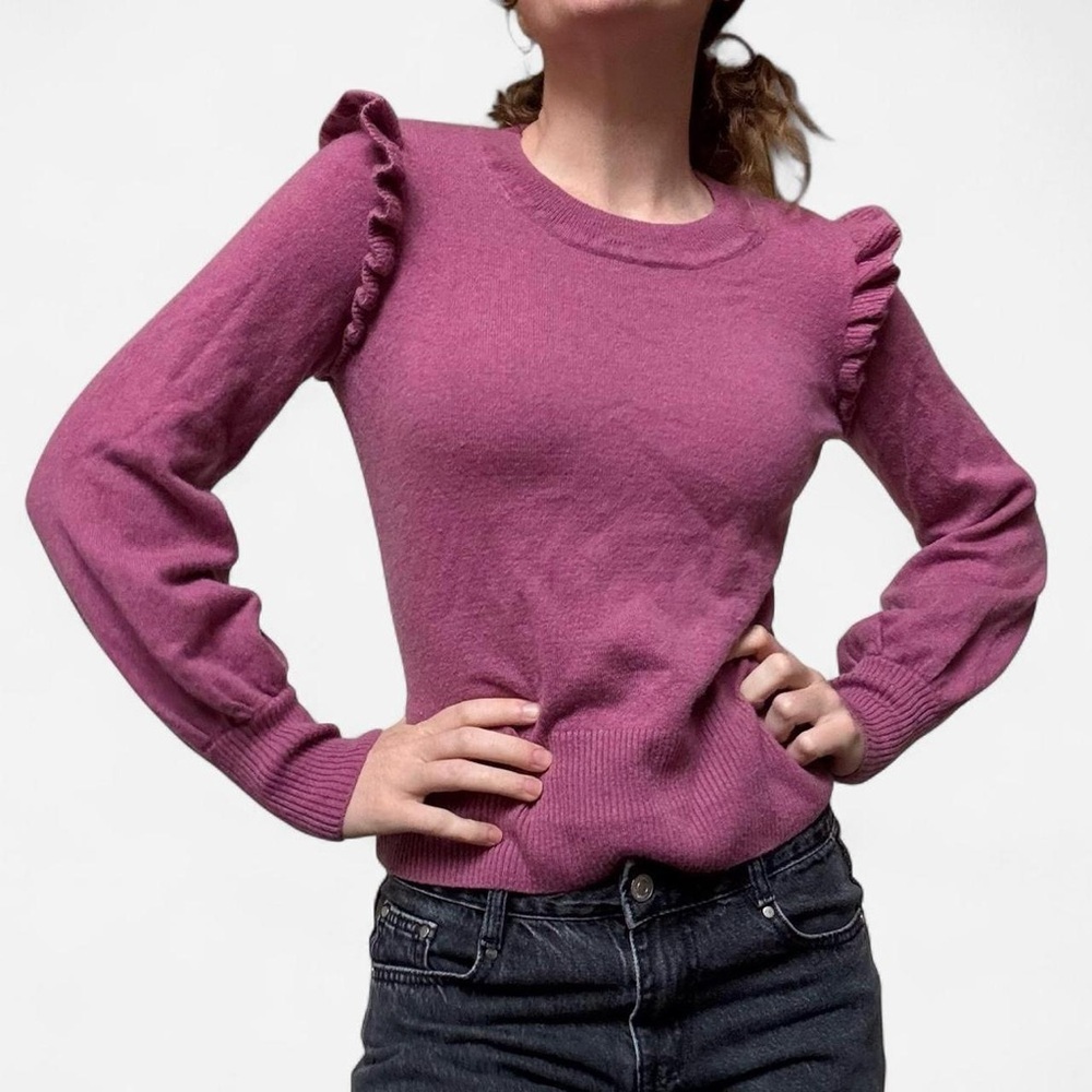 Ainsley pink ruffle wool cashmere sweater
